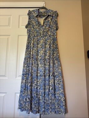 JODIFL Blue and Green Floral Dress